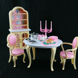 Vintage Mattel Barbie Dining Room Set & Accessories 1996 Folding Pretty House