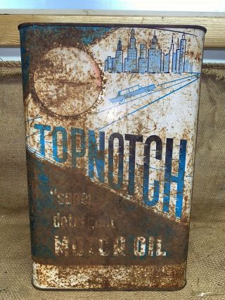 Rare Vintage Top Notch Detergent 10 Qt Motor Oil Tin Can - Empty
