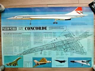 Rare Vintage Concorde British Airways Poster Interior Cut - Away 23 X 35 "