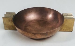 Vintage Copper And Brass Ashtray By Chase Usa 6”x4” Art Deco