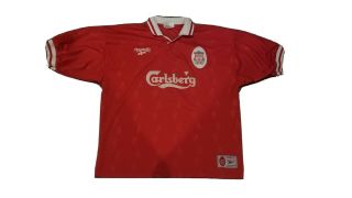 Vintage 90s Reebok Carlsberg Liverpool Soccer Jersey Shirt Mens L Flaw