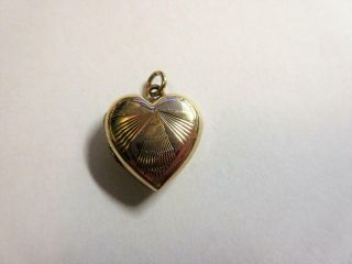 Vintage 9ct Gold Heart Shaped Photo Locket,  Pendant,  Sunburst Decoration