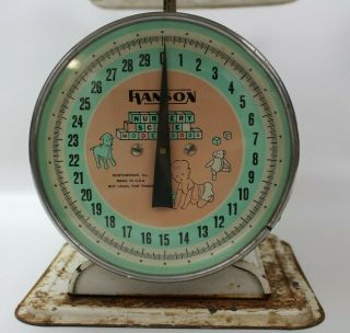 Vintage 1950 ' s Metal Hanson Nursery Baby Scale Model 3025 White Made in USA 2