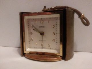 Vintage Semca Travel Alarm Clock Solid Brass Case Germany 7 Jewels