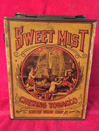 Scotten Dillon Co.  Sweet Mist Advertising Store Display Chewing Tobacco Tin Can