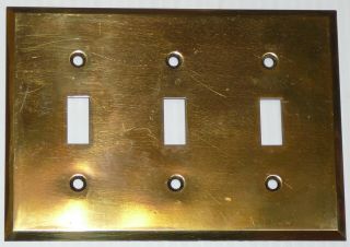 Vintage Antique Brass Triple Light Switch Wallplate Wall Plate Outlet Cover