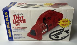 Vintage Royal Hand Held Vacuum Red Dirt Devil Plus Model M08100redc