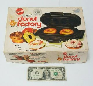 Dazey Vintage Home Donut Factory - Electric Doughnut Cooker Maker Counter Top