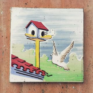 Vintage Portuguese Traditional Hand Painted Tile - Aleluia Factory