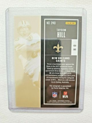 2017 TAYSOM HILL PANINI CONTENDERS ROOKIE TICKET SAINTS AUTOGRAPH CARD 249 2