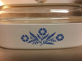 VINTAGE 70 ' s Corning Ware A - 10 - B BLUE CORNFLOWER Dish with Pyrex A - 12 - C Lid 2