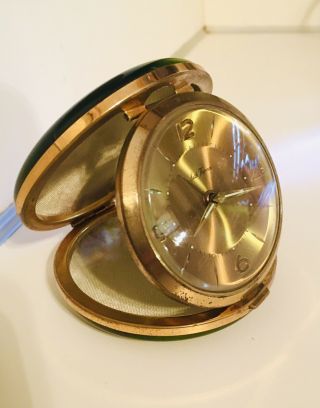 1960s Vintage Seth Thomas Travel Clock Rare Color Green/gold
