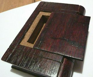 Antique/victorian Wooden " Book " Puzzle/ Trick Snuff Box