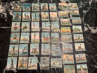 1909 Hassan Cigarettes Trading Cards Lighthouse Series Near Complete 46 Of 50
