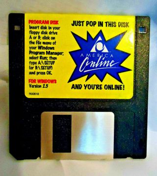 Vintage Aol (america Online) Promotional V.  2.  5 Floppy Disk Diskette For Windows