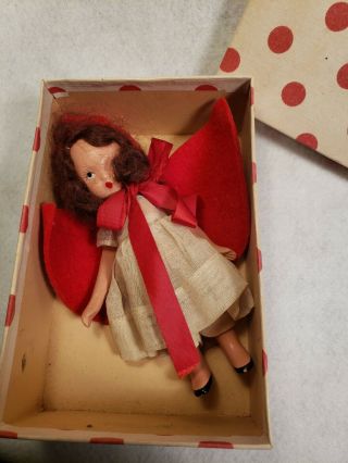 Nancy Ann Vintage 1940s Little Red Riding Hood 118,  Bisque,  Jointed Arms,  Box