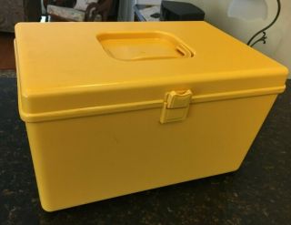 Vintage Wilson Wil - Hold Yellow Plastic Sewing Basket Box 2 Trays Retro - Usa