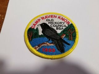Vintage Boy Scout Patch - Bsa - Camp Raven Knob - Old Hickory Council - 1999