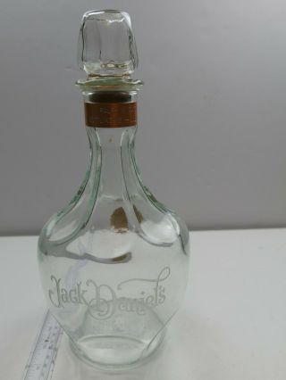 Vintage Jack Daniels Etched Glass Decanter Bottle With Stopper Taster Signed