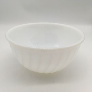 Vtg 1950s Fire King Swirl Bowl 7 " Mixing White Milk Glass Nesting Serving Salad