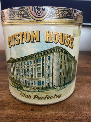Vintage Custom House Cigar Tobacco Tin Advertising Canister