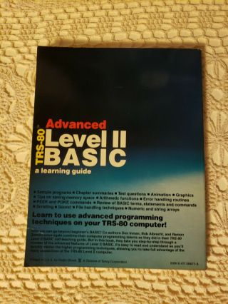 TRS - 80 Advanced Level ll Basic A Learning Guide Cat.  No.  62 - 2072 - See Photos 3