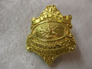 Vintage Gold Tone Pin Badge Kearny Nj Fire Dept Exempt (tm)