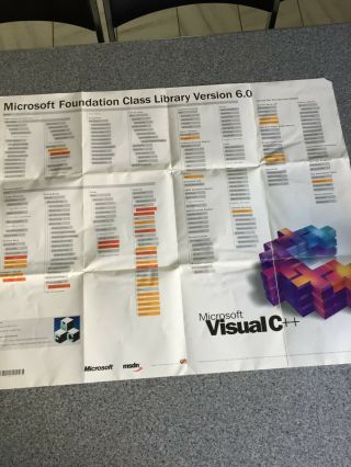 Microsoft Visual C,  Poster Mfc 6.  0 - 1998 - Rare,  Vintage