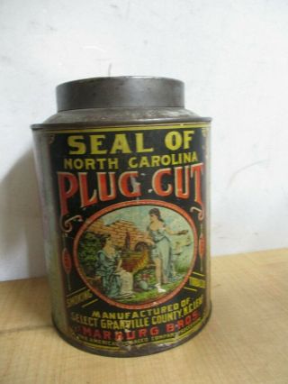 Rare Vintage Advertising " Seal Of North Carolina " Tobacco Tin,  Plug Cut