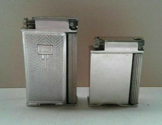 2 Vintage Lift Arm Rollerbar Elstralite Pocket Cigarette Lighters Petrol Benzin