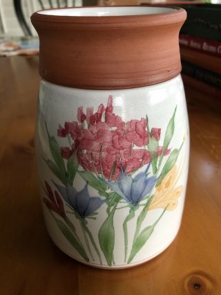 Vintage Emerson Creek Pottery Vase.  - Floral Motif - 6 1/4” Tall
