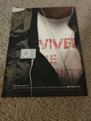 Vintage 2006 Apple Ipod Shuffle Poster Print Ad Built - In Clip 240 Songs Rare