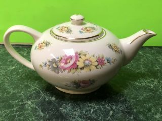 Vintage Lord Nelson Pottery England Floral Teapot Gold Trim 3753