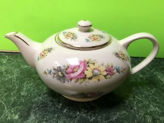 Vintage Lord Nelson Pottery England Floral Teapot Gold Trim 3753 2