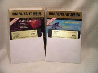 Vintage Ibm Pc / Xt / At Series Software Floppies - Strike Force & Space Battles