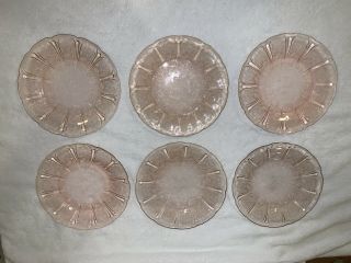 Vintage Jeannette Cherry Blossom Pink Depression Glass 9 Inch Plate Set Of 6