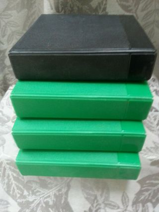 4 Vintage 5.  25 " Floppy Floppies Holders Library Case = 3 Green And 1 Black