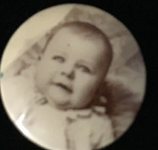 Antique Vintage Mourning Pin Photo Button Victorian Sweet Infant Baby