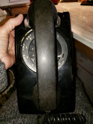 Vintage Black Rotary Wall Phone Western Electric 554 A/b