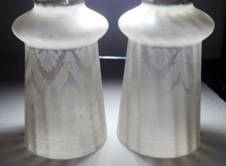 2 - - Vintage Antique Art Deco Floral Ornate Frosted Glass Lamp Sconce Shade