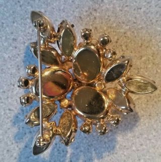 Vintage Costume Jewelry Triangle Shaped Multi - Color Rhinestone Brooch Pin 1950 ' s 3
