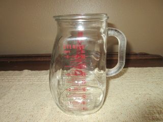VINTAGE EVENFLO BELLY BUMP GLASS MEASURING PITCHER 1 QUART RED LETTERS 2