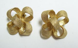 Vintage Donald Stannard Golden Ribbons Bow Earrings