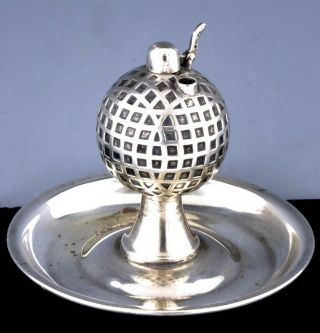 Great C1910 Art Deco American Sterling Silver Golf Ball Cigar Gas Lighter Lamp