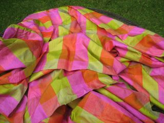 Vtg 1960s 100 Thai Silk Fabric 144 X 39 " 4 Yds Gorgeous Green Pink Orange