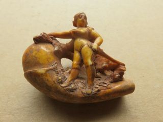 Antique Hand Carved Meerschaum Pipe Bowl Brunhild Lady With Sword