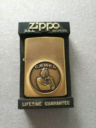 Vintage 1932 - 1992 Camel Cigarettes Tuxedo Joe Emblem Solid Brass Zippo Lighter