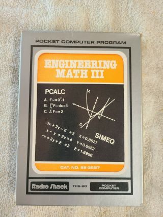 Radio Shack Tandy Trs - 80 Pocket Computer Software - Engineering Math Iii