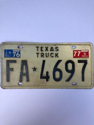 Rare Vintage 1976 Texas Truck License Plate Tag Antique Pickup Commercial