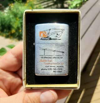 Vintage Zippo Advertising Lighter/box Weikel Construction Co.  Fort Wayne Indiana